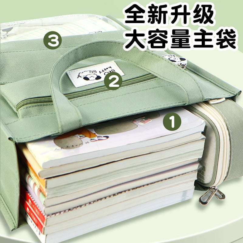 Student Handbag, Book Bag, Tutoring Bag, Tutoring School Bag, Portable Dual-Purpose Bag, Large Capacity Simple Canvas Tutoring Bag - Image 5