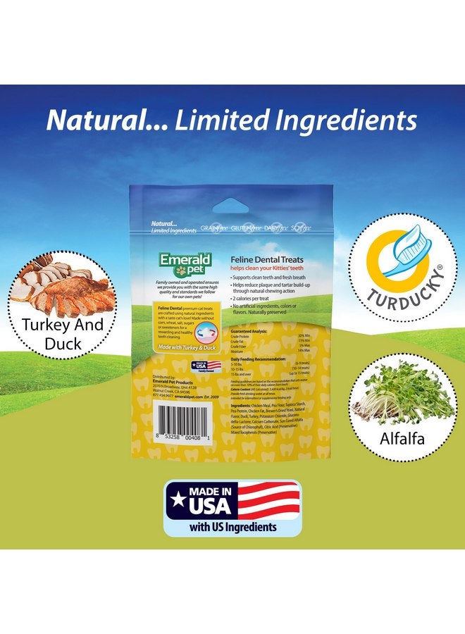 إميرالد بيت مكافآت الأسنان للقطط - مكافآت أسنان لذيذة ومقرمشة للقطط خالية من الحبوب - مكافآت أسنان طبيعية لتنظيف أسنان القطط، وتنقية أنفاسها، وتقليل تراكم البلاك والجير - مكافآت تيرديكي، 3 أونصة - Image 3