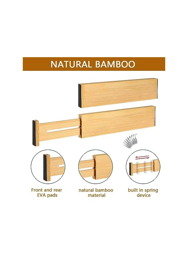 Green Tiger 2 Pack Bamboo Kitchen Drawer Dividers, Adjustable Drawer Organizers, Spring Loaded, Expandable Drawer Organization Separators for Kitchen, Bedroom & More, Natural 42.8-56.3cm - Image 2