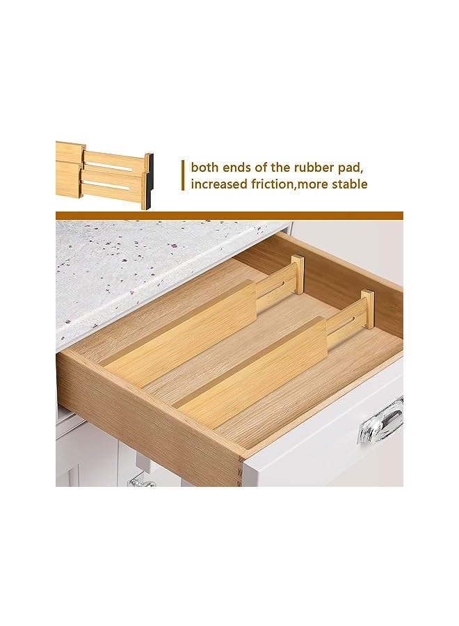 Green Tiger 2 Pack Bamboo Kitchen Drawer Dividers, Adjustable Drawer Organizers, Spring Loaded, Expandable Drawer Organization Separators for Kitchen, Bedroom & More, Natural 42.8-56.3cm - Image 5