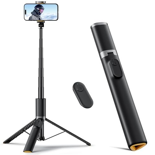TODI 63" Cell Phone Selfie Stick Tripod, Portable Tripod for iPhone with Wireless Remote, Extendable Smartphone Stand, All-in-1, Compatible with iPhone/Android - Image 1