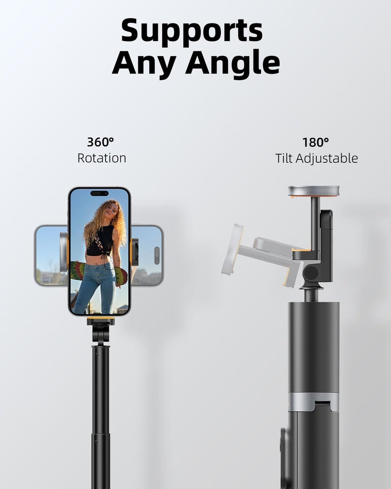 TODI 63" Cell Phone Selfie Stick Tripod, Portable Tripod for iPhone with Wireless Remote, Extendable Smartphone Stand, All-in-1, Compatible with iPhone/Android - Image 4