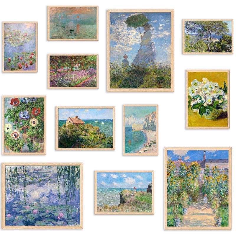 KBKBART Claude Monet Eclectic Wall Art, Monet Prints for Wall Decor, Eclectic Home Decor Canvas Impressionist Painting, Monet Water Lilies Exhibition Poster for Room Aesthetic, Classic Monet Gallery Art Prints Maximalist Decor - UNFRAMED - Image 1