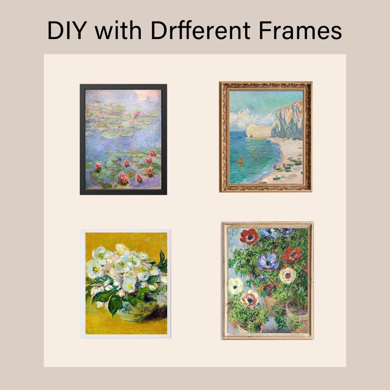 KBKBART Claude Monet Eclectic Wall Art, Monet Prints for Wall Decor, Eclectic Home Decor Canvas Impressionist Painting, Monet Water Lilies Exhibition Poster for Room Aesthetic, Classic Monet Gallery Art Prints Maximalist Decor - UNFRAMED - Image 4