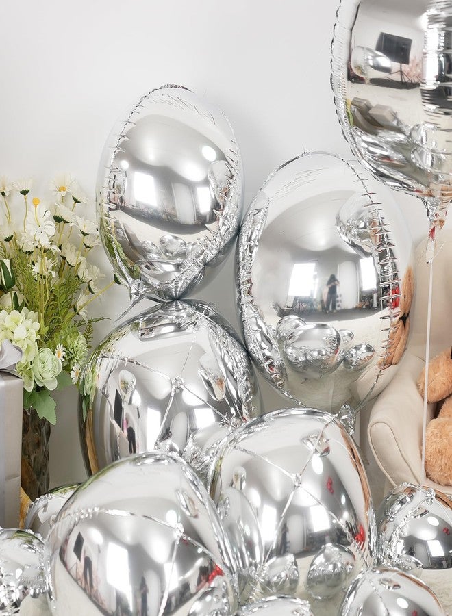 Vibzox 12Pcs Silver Round Foil Balloons, 22" 15" 10" 4D Mylar Ball Balloons, Metallic Silver Foil Balloon for Birthday Graduation Christmas New Year Eve Disco Party Backdrop Decorations - Image 4