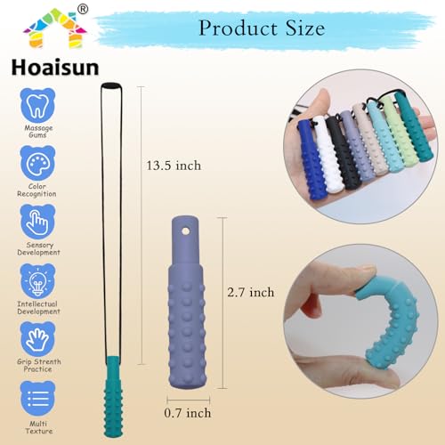 Hoaisun Chew Necklaces for Sensory Kids Boys, 8 Pack Chewy Necklace Sensory Toys for Kids with Autism, ADHD, SPD, Biting, Silicone Autism Sensory Products Chew Toys for Adults Reduce Chewing Biting Fidgeting - Image 4