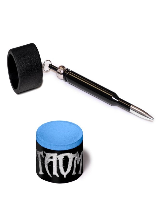 TAOM V10 Billiard Pool Cue Premium Chalk Blue - with Bullet Chalk Holder - Image 1