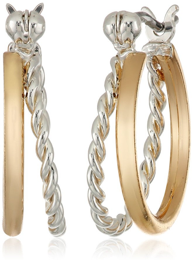 Napier "Napier Classics" Two-Tone Click Top Hoop Earrings - Image 1