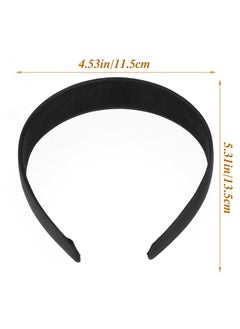 WLLHYF WLLHYF 2 Pieces Satin Headbands 1 Inch Wide Hard Head Band Fashion Solid Headband Anti-slip Plain Hair Bands Diy Hair Accessories for Women Girls Halloween Christmas (Black+Coffee)  - Image 2