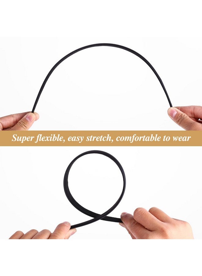 WLLHYF 2 Pieces Satin Headbands 1 Inch Wide Hard Head Band Fashion Solid Headband Anti-slip Plain Hair Bands Diy Hair Accessories for Women Girls Halloween Christmas (Black+Coffee) - Image 4