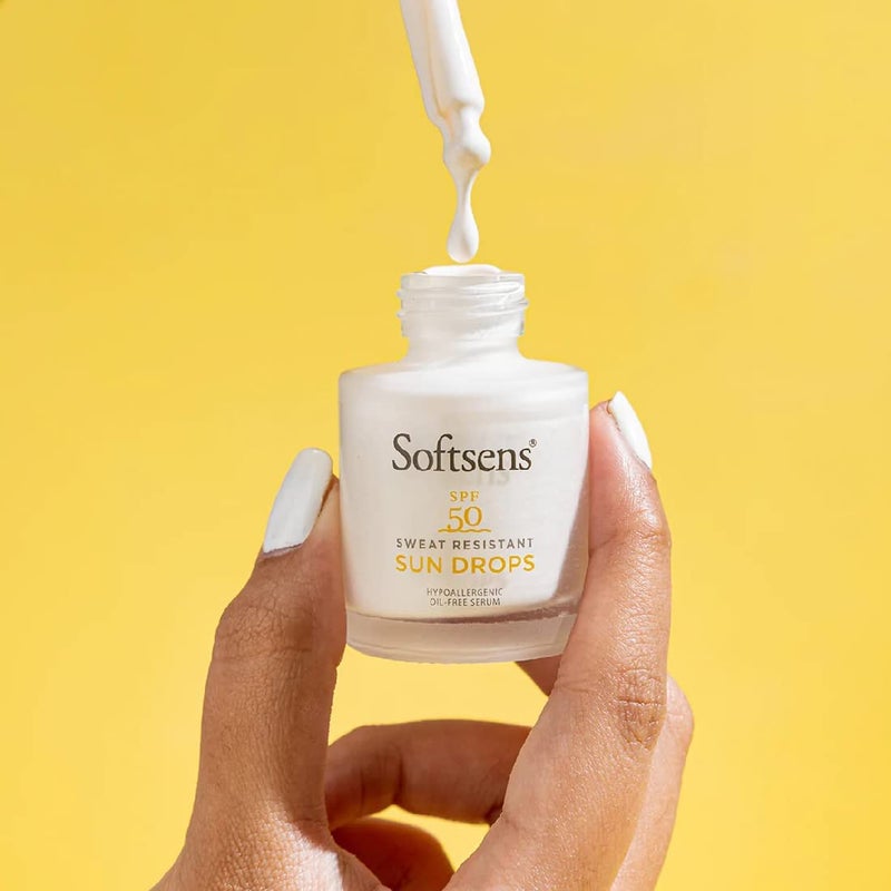 Softsens Softsens SweatResistant Sun drops Sunscreen SPF 50 20ml No White Cast UVA UVB Protection Lightweight Non Sticky Non Greasy Quick Absorbing 100 Vegan For Women Men  - Image 2