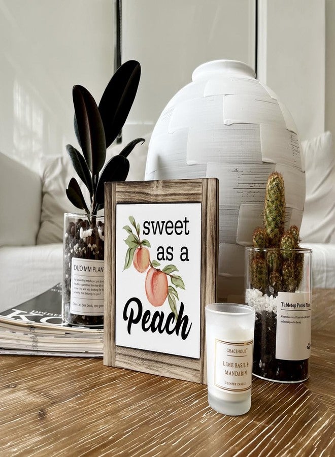 XJCUG Peach Wood Plaque Sign, Sweet as A Peach, Box Wood Plaques Desk Décor, Peach Saying Plaque, Decorative Wooden Table Sign, Farmhouse Summer Decor, Rustic Home Decor, Primitive Wood Sign - Image 5