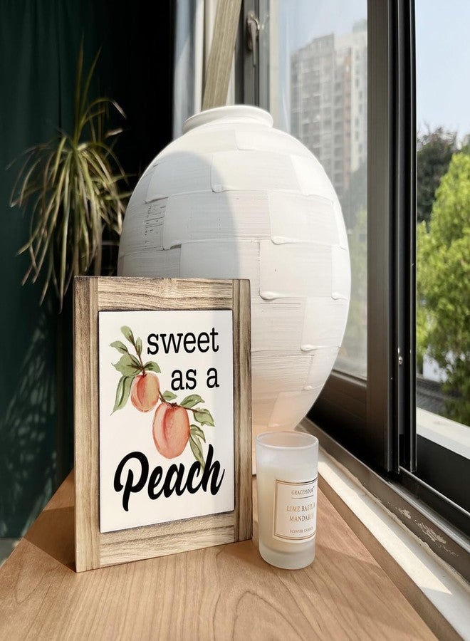 XJCUG Peach Wood Plaque Sign, Sweet as A Peach, Box Wood Plaques Desk Décor, Peach Saying Plaque, Decorative Wooden Table Sign, Farmhouse Summer Decor, Rustic Home Decor, Primitive Wood Sign - Image 4