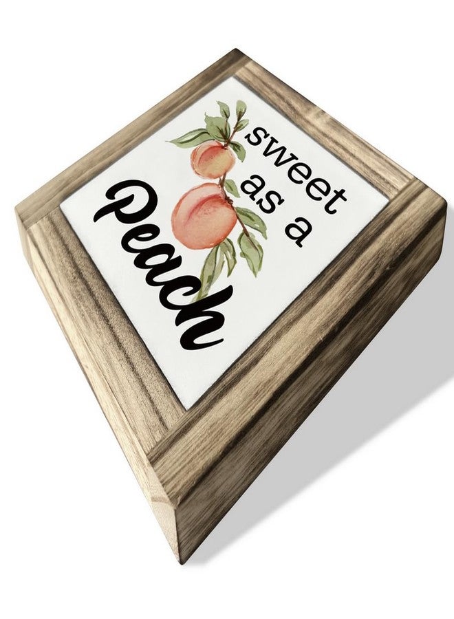 XJCUG Peach Wood Plaque Sign, Sweet as A Peach, Box Wood Plaques Desk Décor, Peach Saying Plaque, Decorative Wooden Table Sign, Farmhouse Summer Decor, Rustic Home Decor, Primitive Wood Sign - Image 3