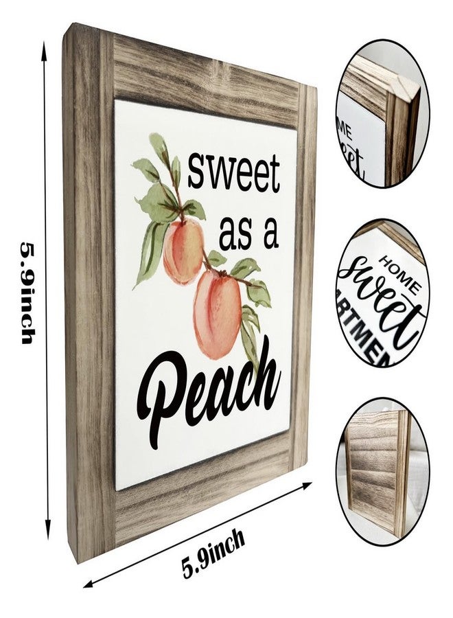XJCUG Peach Wood Plaque Sign, Sweet as A Peach, Box Wood Plaques Desk Décor, Peach Saying Plaque, Decorative Wooden Table Sign, Farmhouse Summer Decor, Rustic Home Decor, Primitive Wood Sign - Image 2