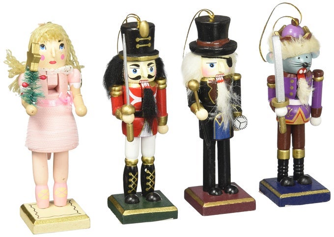 BURTON BURTON NUTCRACKER ORNAMENTS WOOD HANDPAINTED ASSORTED SET OF 4FOR CHRISTMAS