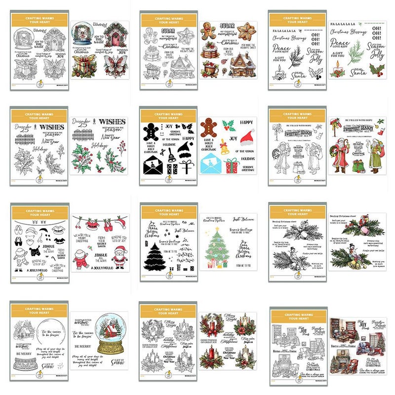 Christmas Series Holiday Decoration Party Stickers Handmade Paper Art Transparent Silicone Seal Postmark Stamp Set - Image 3
