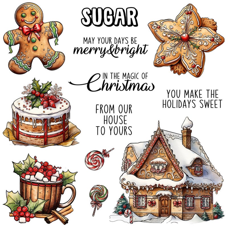 Christmas Series Holiday Decoration Party Stickers Handmade Paper Art Transparent Silicone Seal Postmark Stamp Set - Image 4