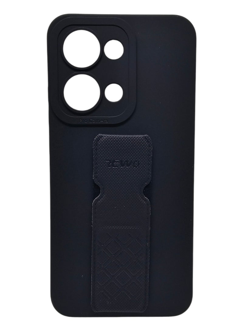 Silicone Back Cover With Holder For Oppo Reno 13 - Black - Image 1