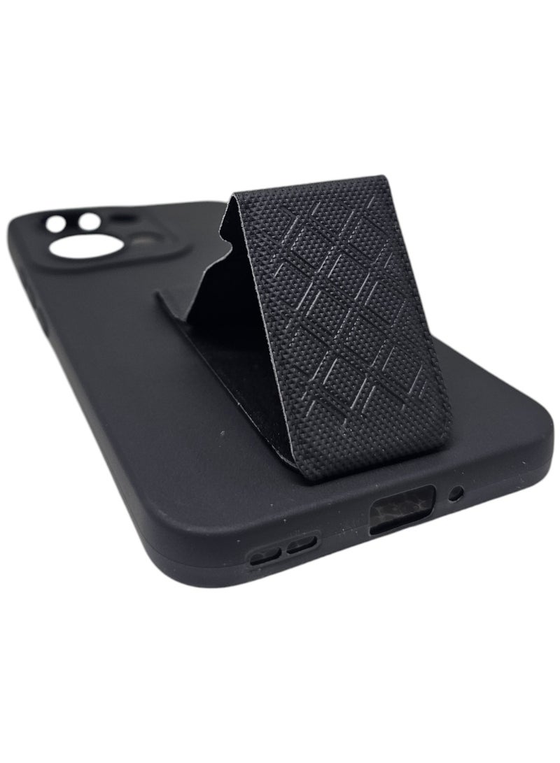 Silicone Back Cover With Holder For Oppo Reno 13 - Black - Image 3