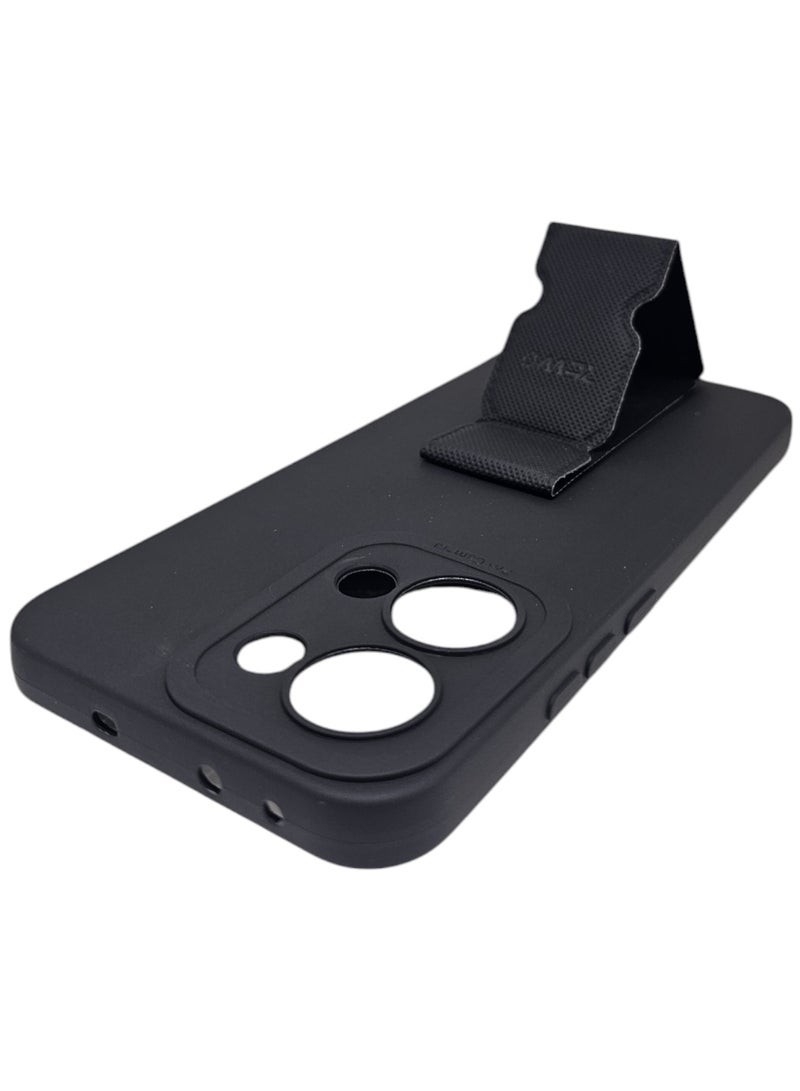 Silicone Back Cover With Holder For Oppo Reno 13 - Black - Image 4