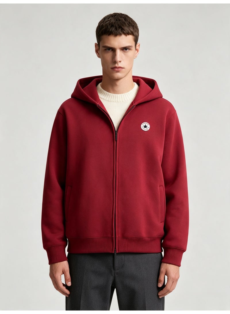 CONVERSE men's and women's casual small label zipper cardigan hooded coat - Image 1