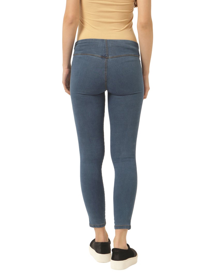 Miss Chase Women's Blue High Rise Denim Jeggings(MCSS18DEN01-09-115-26,Blue,26) - Image 4