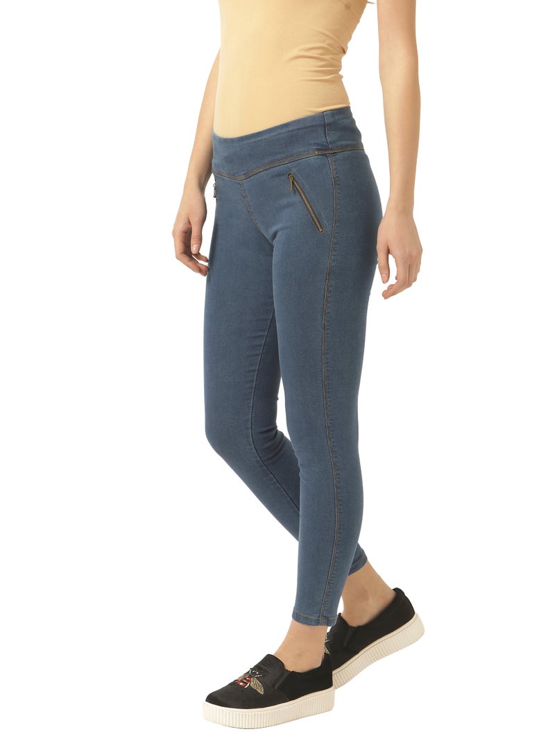 Miss Chase Women's Blue High Rise Denim Jeggings(MCSS18DEN01-09-115-26,Blue,26) - Image 3