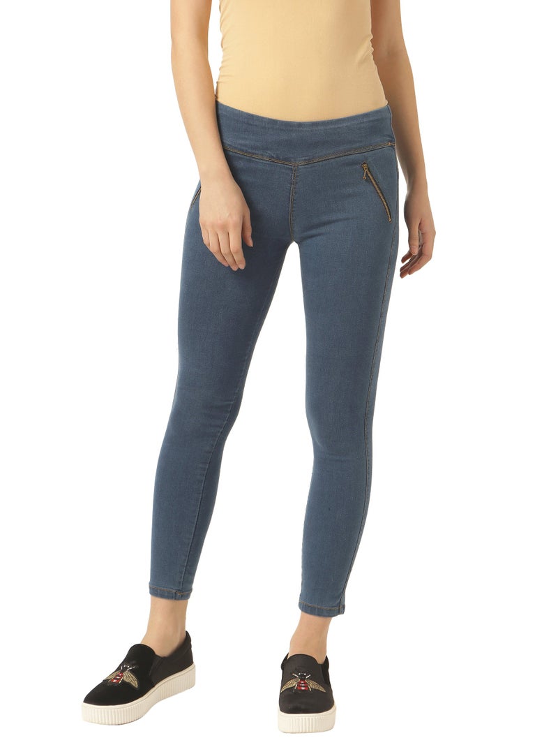 Miss Chase Women's Blue High Rise Denim Jeggings(MCSS18DEN01-09-115-26,Blue,26) - Image 5