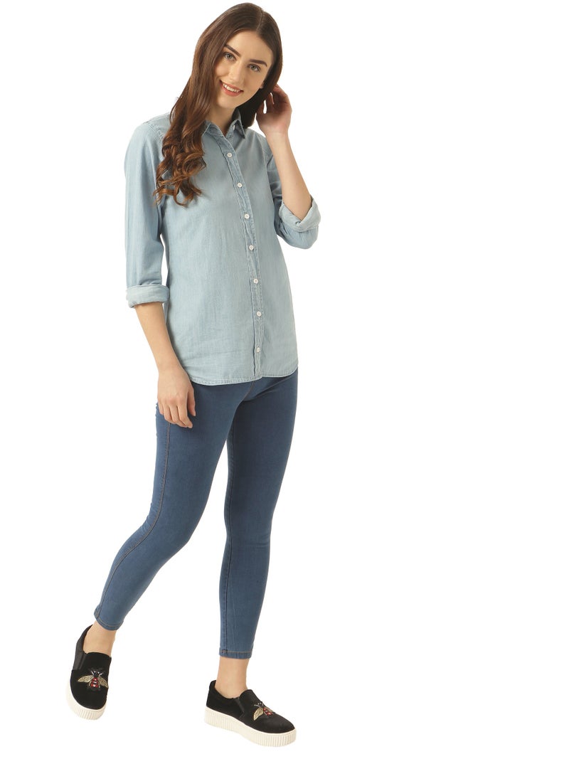 Miss Chase Women's Blue High Rise Denim Jeggings(MCSS18DEN01-09-115-26,Blue,26) - Image 2