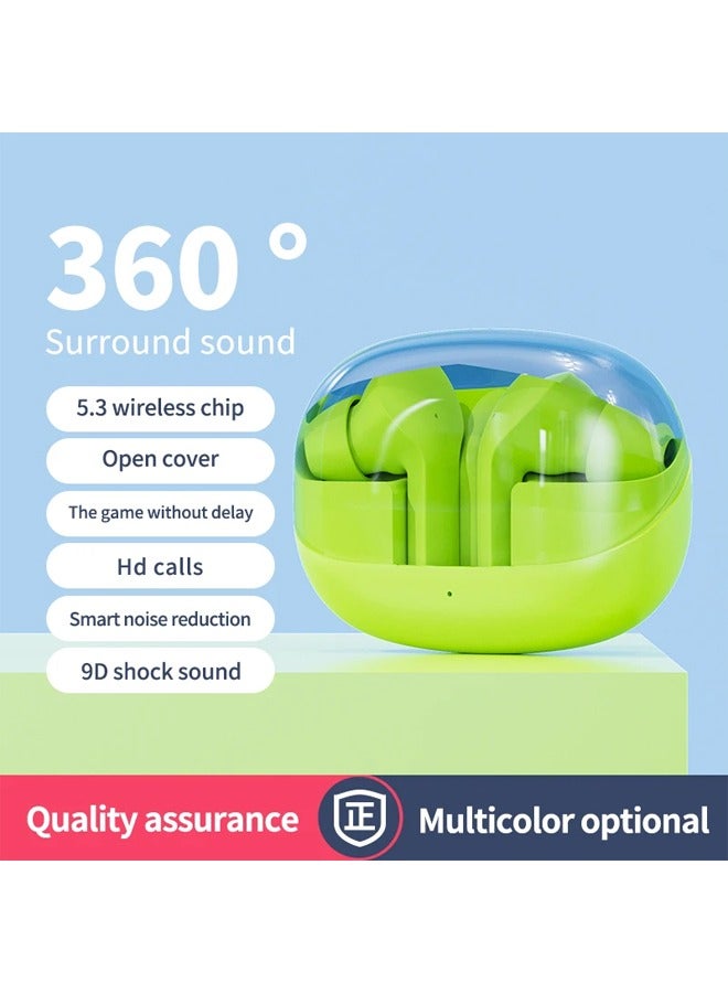 T06 Wireless Sports Headphones Gaming Headsets Bluetooth 5.3 Stereo Earbud Case for Music and Calling Green  - Image 2