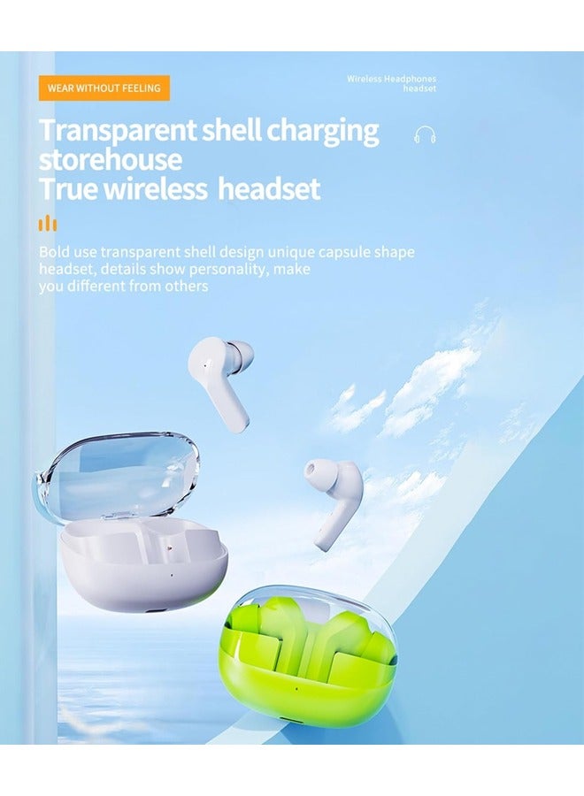 T06 Wireless Sports Headphones Gaming Headsets Bluetooth 5.3 Stereo Earbud Case for Music and Calling Green  - Image 5