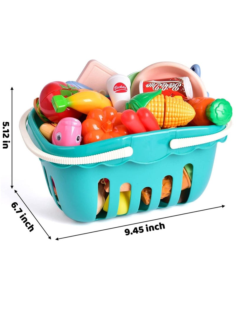 Arabayt 110Pcs Cutting Play Food Toy for Kids Kitchen, Play Kitchen Food with Vegetables & Fruit Shopping Basket, Kids Kitchen Accessories set, Kitchen Toys, Food Toys Best Birthday Gift - Image 2
