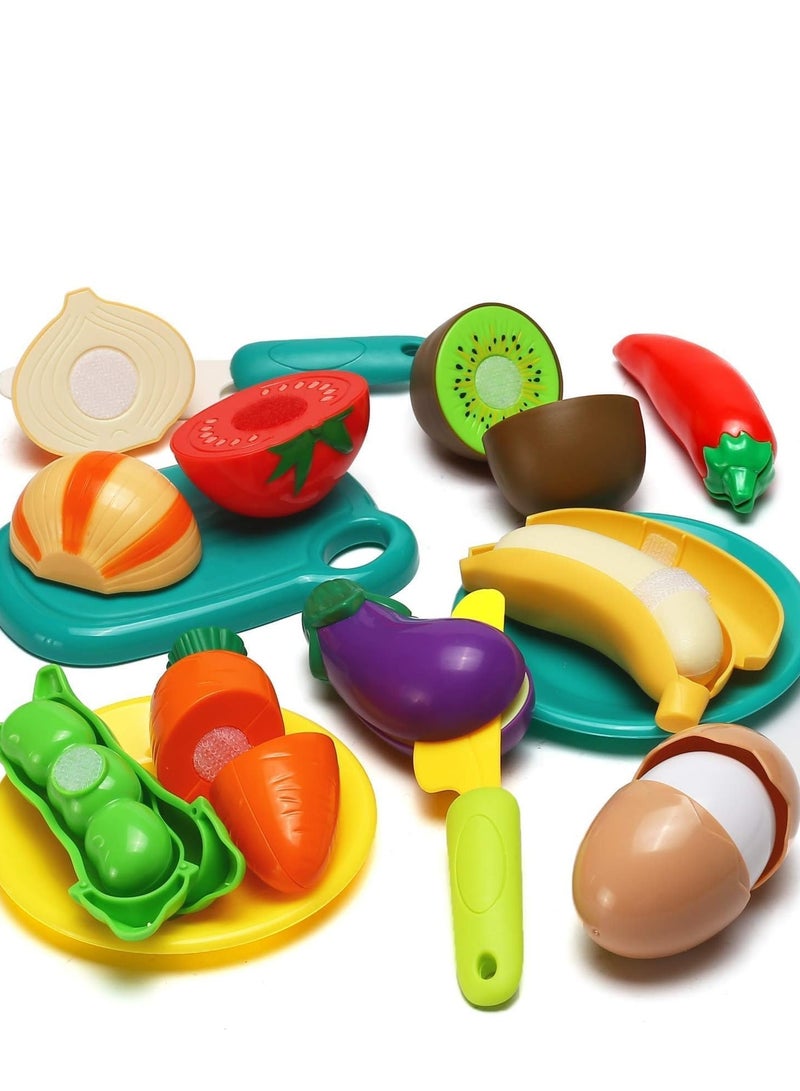Arabayt 110Pcs Cutting Play Food Toy for Kids Kitchen, Play Kitchen Food with Vegetables & Fruit Shopping Basket, Kids Kitchen Accessories set, Kitchen Toys, Food Toys Best Birthday Gift - Image 3