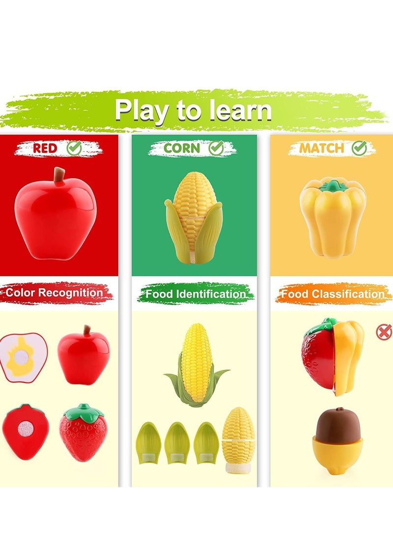 Arabayt 110Pcs Cutting Play Food Toy for Kids Kitchen, Play Kitchen Food with Vegetables & Fruit Shopping Basket, Kids Kitchen Accessories set, Kitchen Toys, Food Toys Best Birthday Gift - Image 5