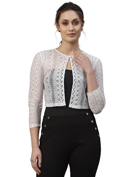 Style Quotient ستايل كوتينت للنساء - شروغ قصير أبيض مع دانتيل - Image 1