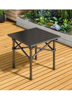 HotsUAE Portable Camping Table with Carrying Bag,Folding Design Black Aluminium 53x51x50cm  - Image 1
