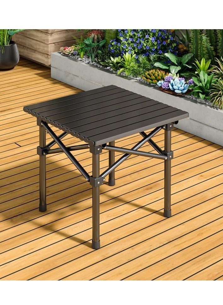HotsUAE Portable Camping Table with Carrying Bag,Folding Design Black Aluminium 53x51x50cm  - Image 1