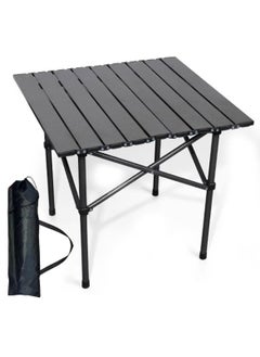 HotsUAE Portable Camping Table with Carrying Bag,Folding Design Black Aluminium 53x51x50cm  - Image 2