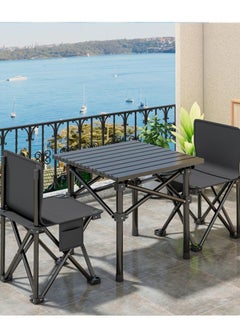 HotsUAE Portable Camping Table with Carrying Bag,Folding Design Black Aluminium 53x51x50cm  - Image 5