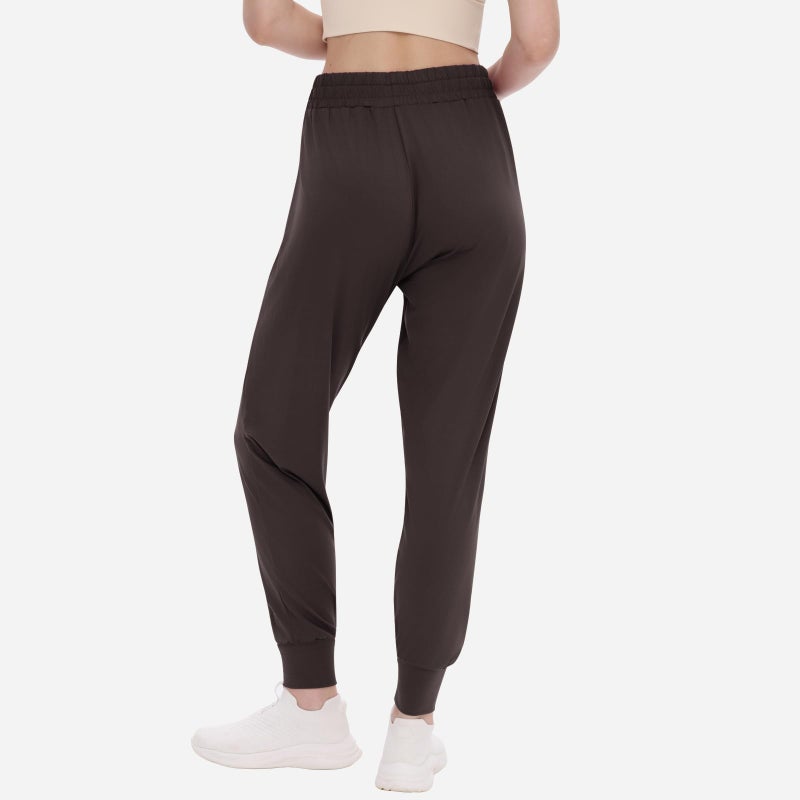 TNNZEET Women's Joggers with Pockets - High Waisted Sweatpants Tapered Leg Drawstring Lightweight Athletic Pants Coffee Brown - Image 3