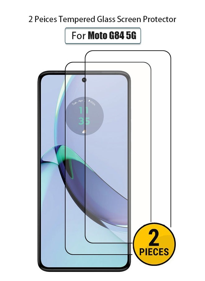 زفيف قطعتان من واقي الشاشة لهاتف Motorola Moto G84 5G من الزجاج المقوى مع أداة تركيب سهلة، واقي شاشة فائق الوضوح ومضاد للخدش ومضاد للكسر  - Image 1