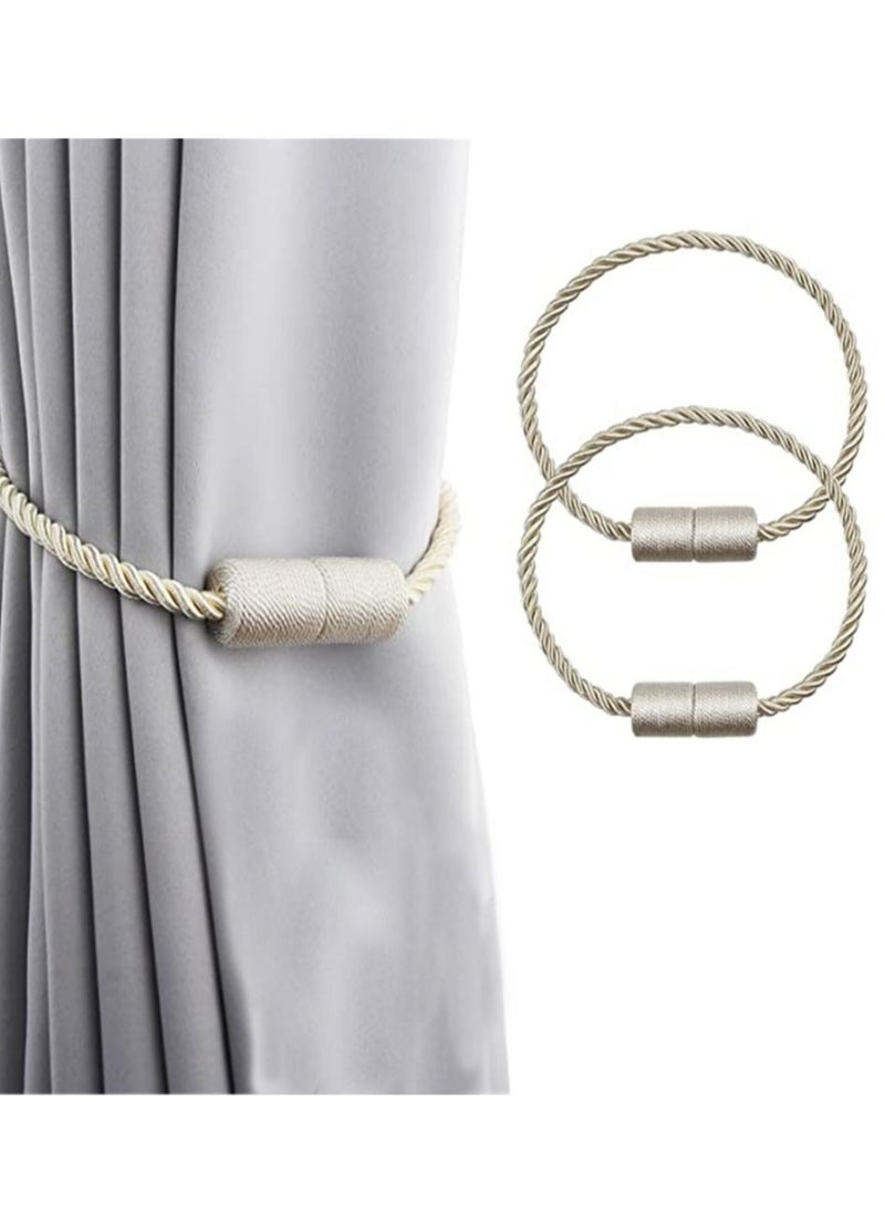 Captaintech 2 Pack Beige Strong Magnetic Curtain Tie Outdoor Elegant Decor Tie Back Modern Cord Tie For Curtain Curtain Curtain Holder