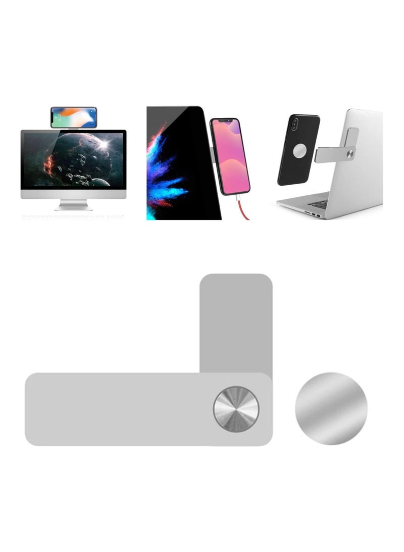 Anmi Magnetic Laptop Phone Holder, Foldable with rotatable Angle Adjustment  Enjoy Dual Screen -Silver - Image 1