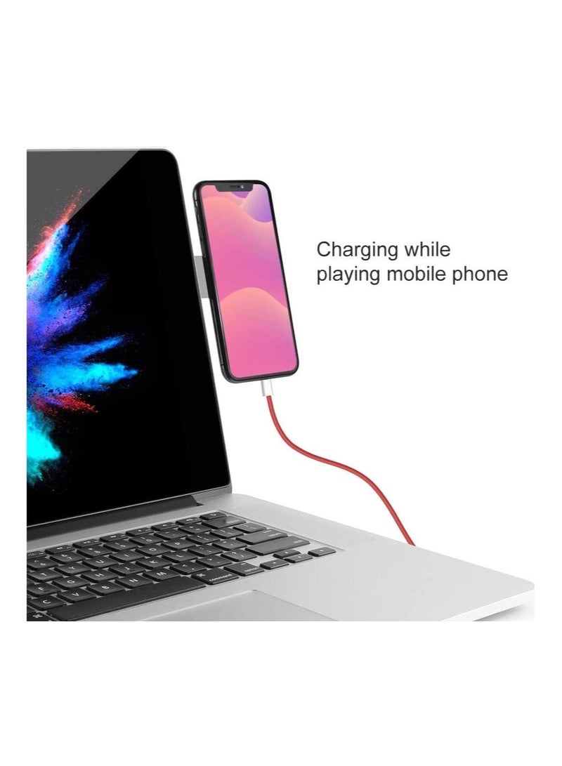 Anmi Magnetic Laptop Phone Holder, Foldable with rotatable Angle Adjustment  Enjoy Dual Screen -Silver - Image 4