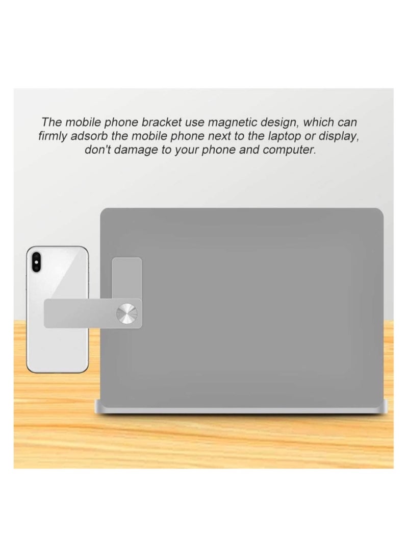 Anmi Magnetic Laptop Phone Holder, Foldable with rotatable Angle Adjustment  Enjoy Dual Screen -Silver - Image 5