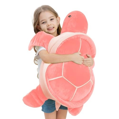 Dalmao 28 Big Pink Sea Turtle Stuffed Animals Plush Pillow Toys Large Turtles Plushies Gift for Kids Boys Girls Birthday Halloween Christmas - Image 1
