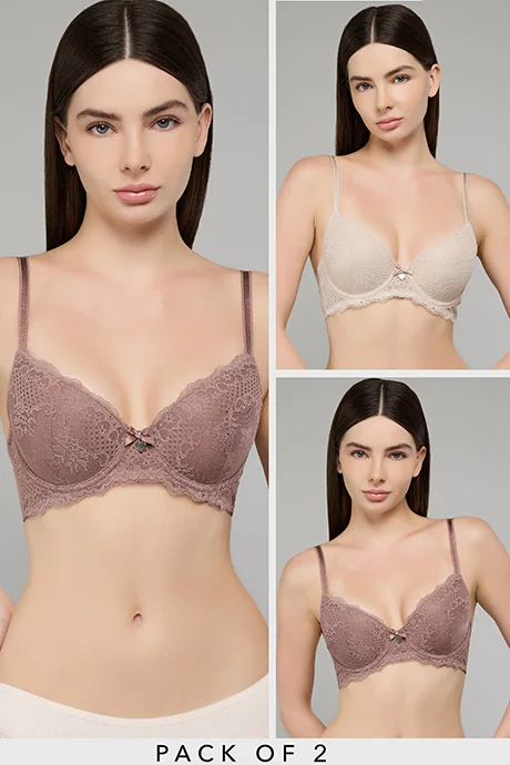 R&b 2 Pack Laced Non Wired T-Shirt Bras