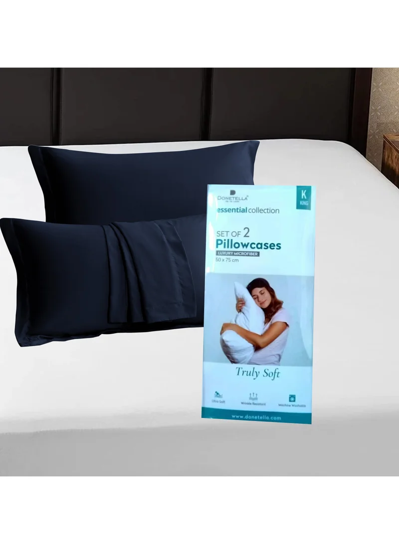 Donetella Standard Pillowcase Set of 2, Size 50x75 cm, Ultra Soft Brushed Microfiber, Envelope Closure, Durable, Wrinkle & Fade Resistant Pillow Covers
