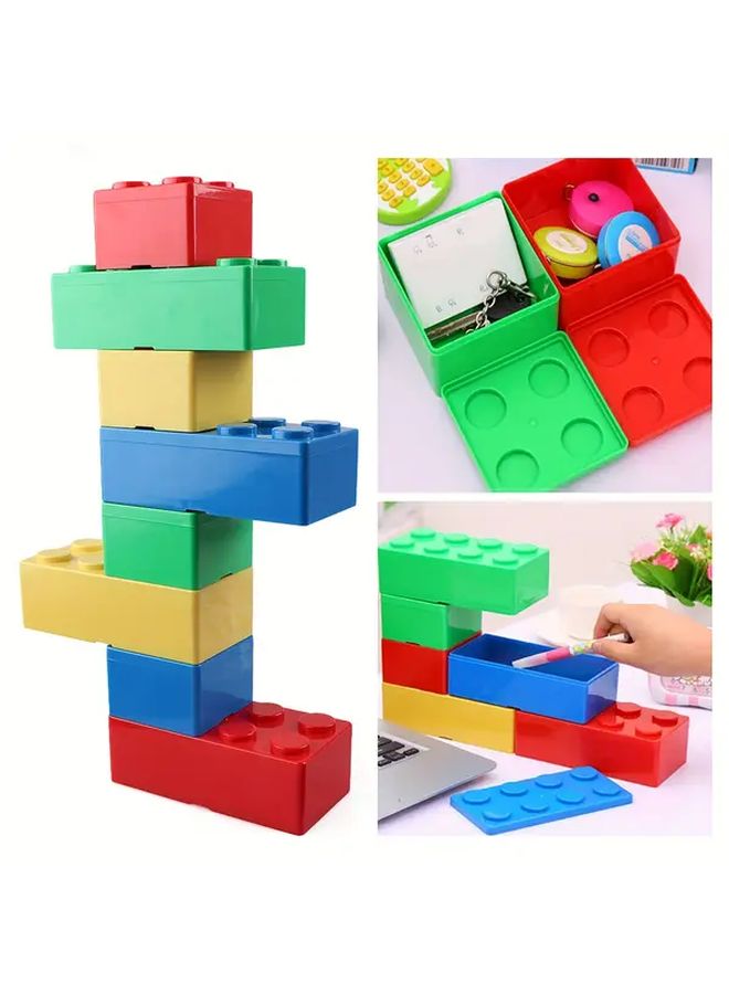 Building Block Style Storage Box Square Blue Large Capacity Stackable Organizer Drawers - Image 4